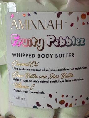 Aminnah Fruity Pebblez Whipped Body Butter Coconut Oil Vitamin C Shea 16 oz